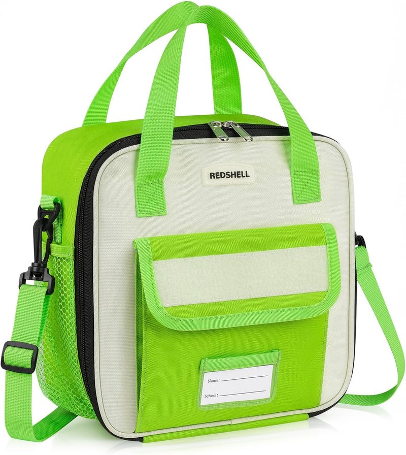 REDSHELL Tactical Lunch Box Kids, Large Insulated Lunch Bag for Boys Girls, Cooler Lunchbag, Square Toddler Lunchbox, School Daycare Lunch Tote Pail with Water Bottle Holder Shoulder Strap, Dark Green - Image 1